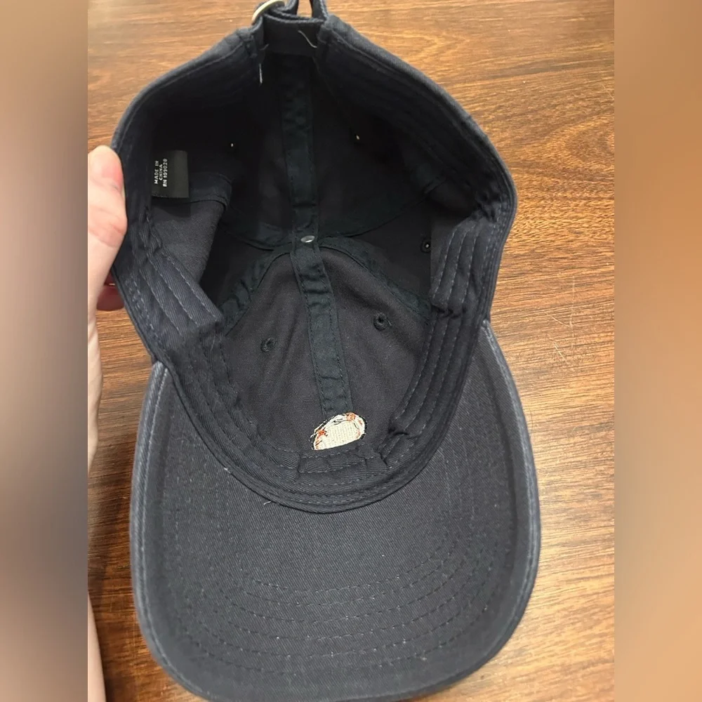 Classic Navy Cap with Orange Football Embroidery